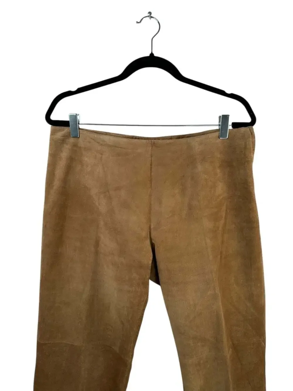 Danier Genuine Tan Suede Leather Pants 10 Straight Leg 70s Boho Luxe Tailored